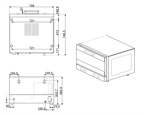 SMEG Convection Oven Electromechanical 4-Trays GN 1/1 - Image 2